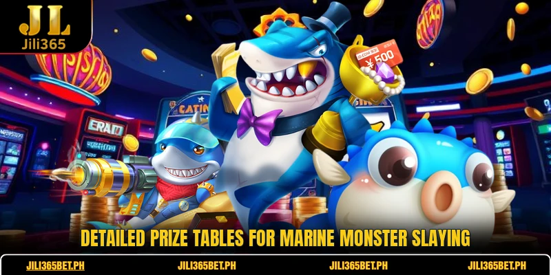 Detailed prize tables for marine monster slaying
