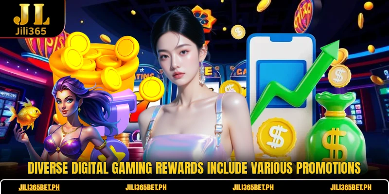 Diverse digital gaming rewards include various promotions